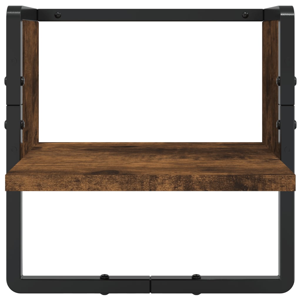 4-delige Wandschappenset met stangen bewerkt hout gerookt eiken is nu te koop bij PeponiXL, paradijselijk wonen!