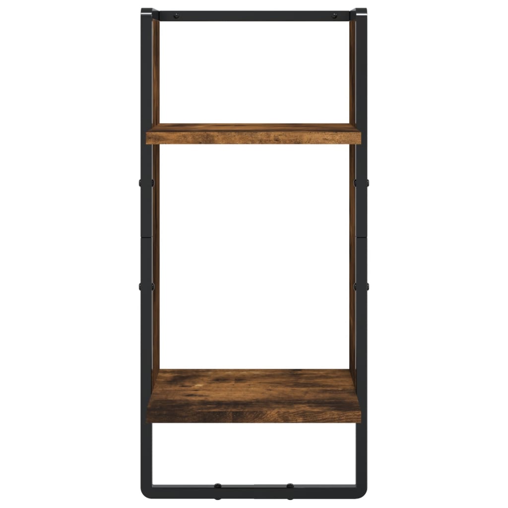 4-delige Wandschappenset met stangen bewerkt hout gerookt eiken is nu te koop bij PeponiXL, paradijselijk wonen!