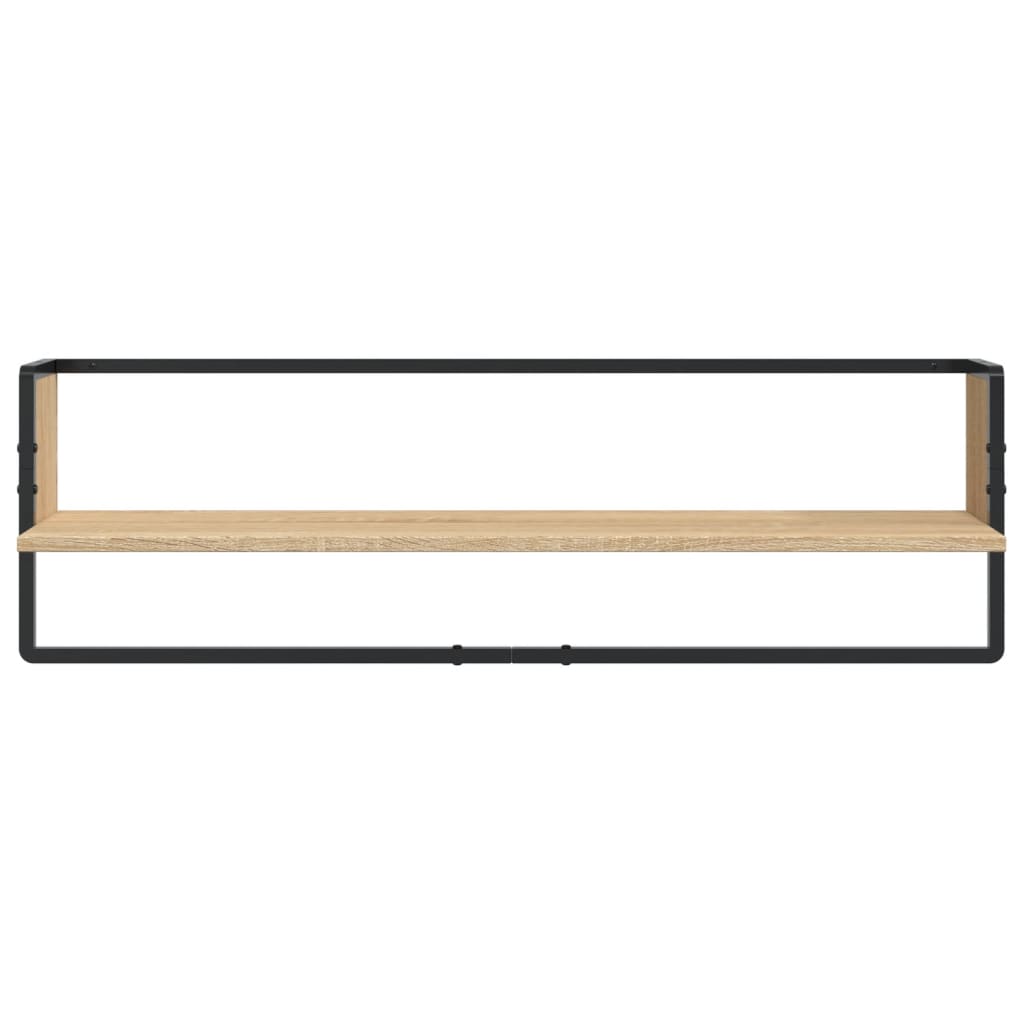 6-delige Wandschappenset met stangen bewerkt hout sonoma eiken is nu te koop bij PeponiXL, paradijselijk wonen!