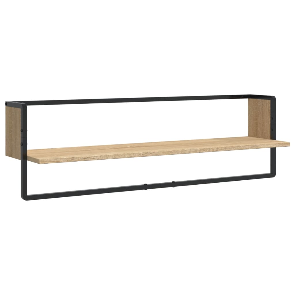 6-delige Wandschappenset met stangen bewerkt hout sonoma eiken is nu te koop bij PeponiXL, paradijselijk wonen!