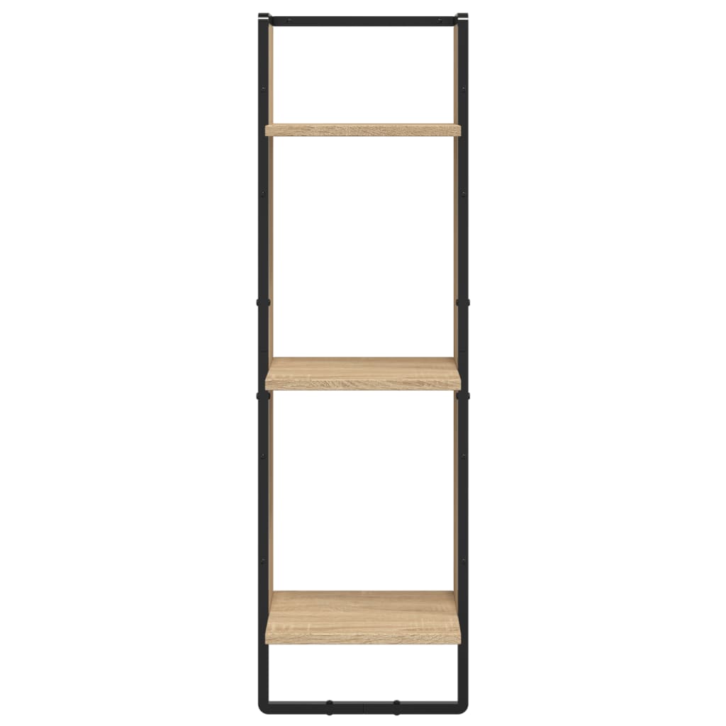 6-delige Wandschappenset met stangen bewerkt hout sonoma eiken is nu te koop bij PeponiXL, paradijselijk wonen!