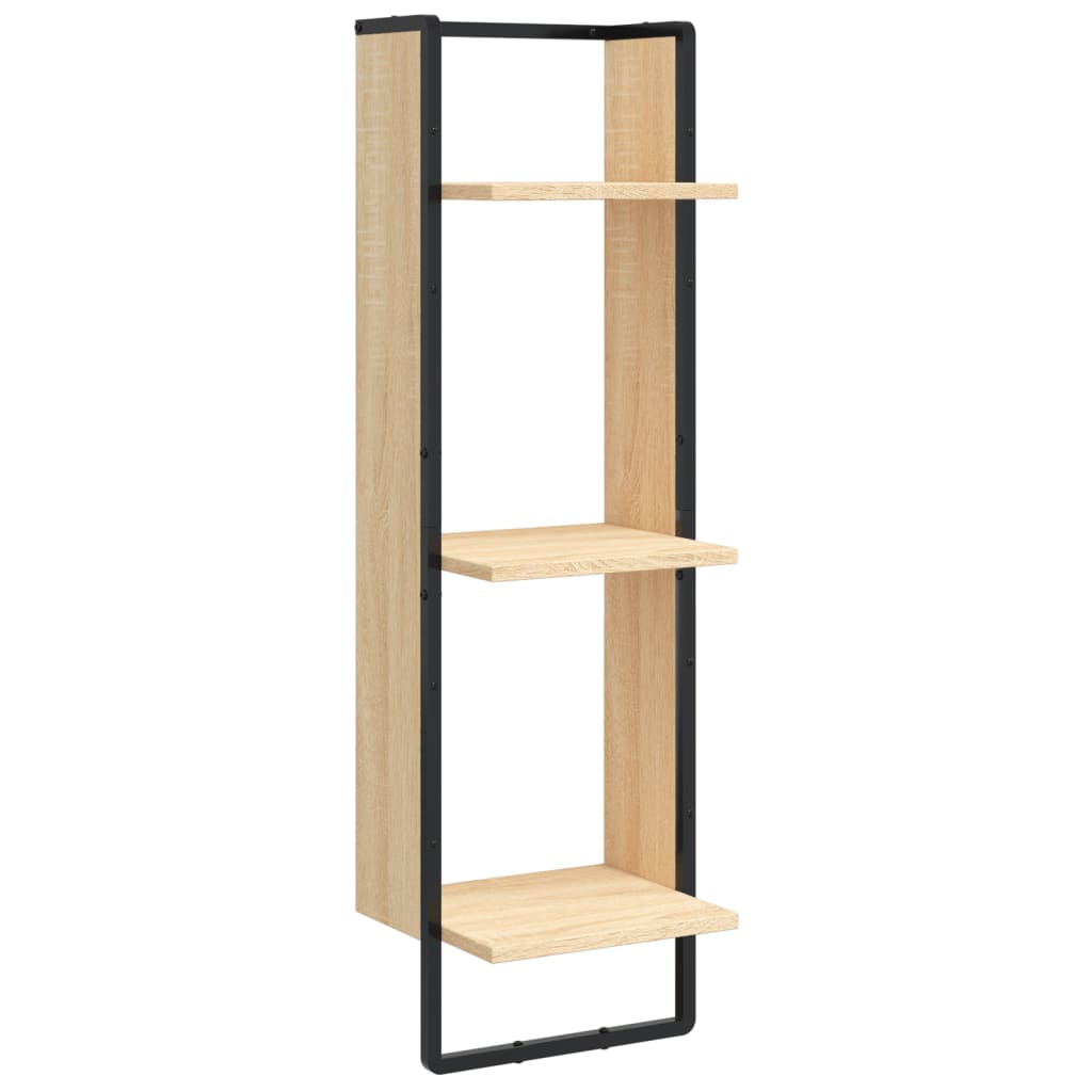 6-delige Wandschappenset met stangen bewerkt hout sonoma eiken is nu te koop bij PeponiXL, paradijselijk wonen!