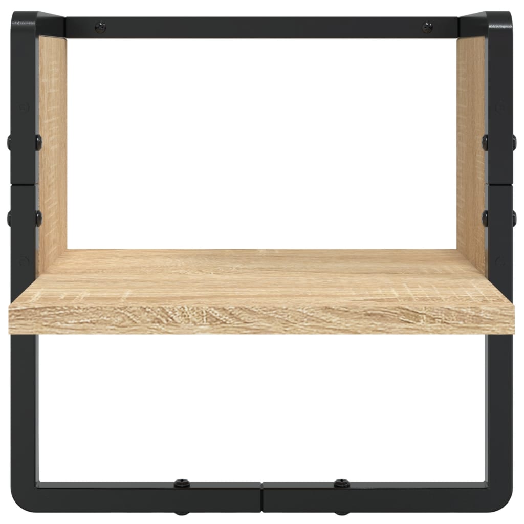 6-delige Wandschappenset met stangen bewerkt hout sonoma eiken is nu te koop bij PeponiXL, paradijselijk wonen!