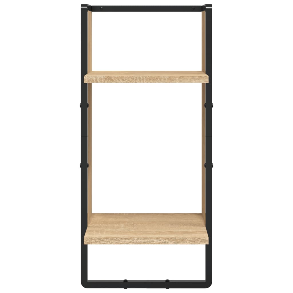 6-delige Wandschappenset met stangen bewerkt hout sonoma eiken is nu te koop bij PeponiXL, paradijselijk wonen!