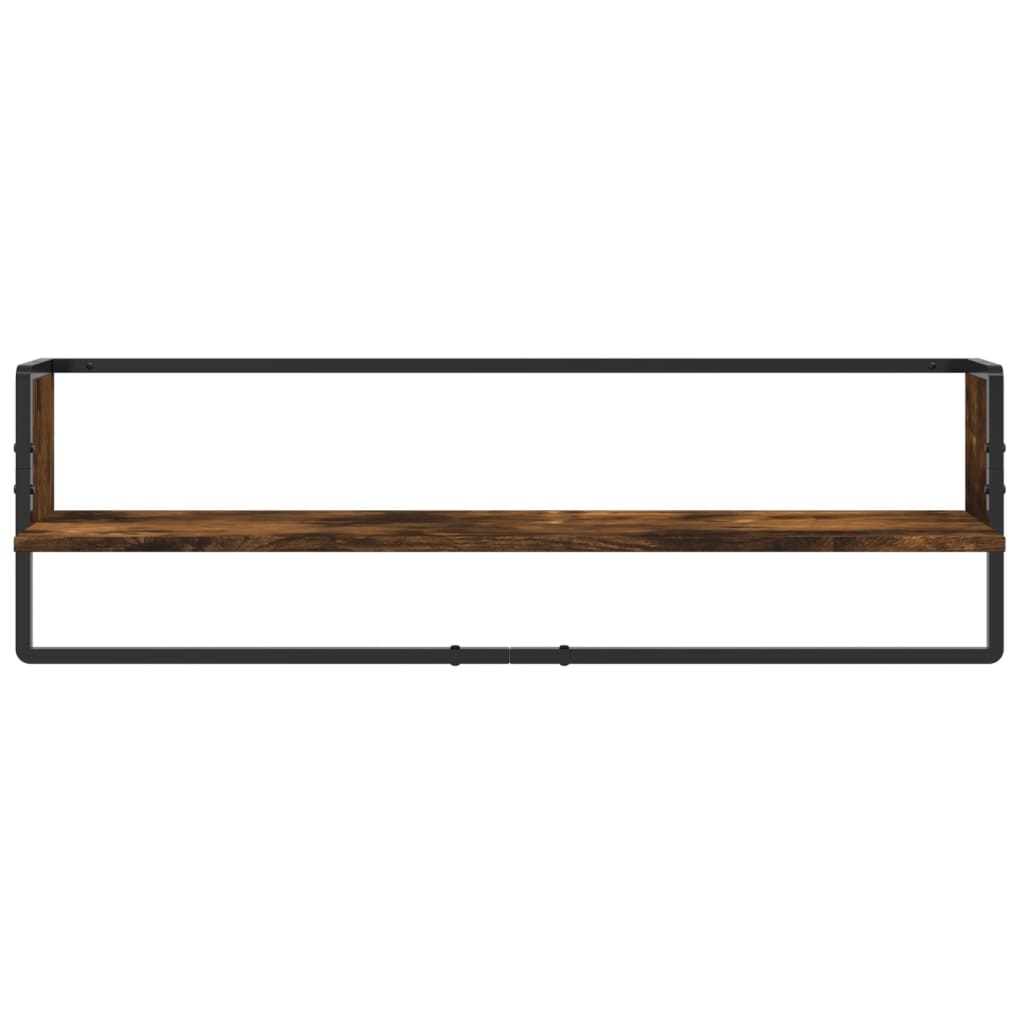 6-delige Wandschappenset met stangen bewerkt hout gerookt eiken is nu te koop bij PeponiXL, paradijselijk wonen!