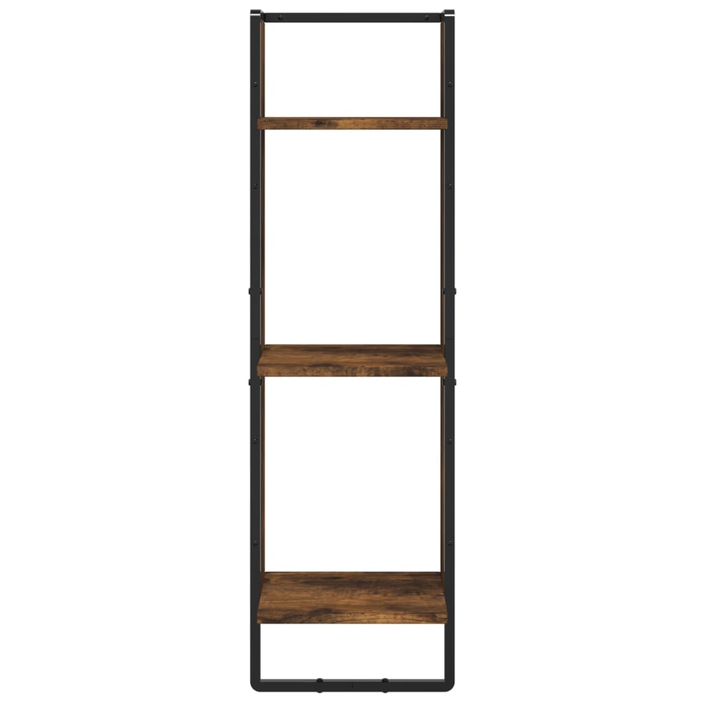 6-delige Wandschappenset met stangen bewerkt hout gerookt eiken is nu te koop bij PeponiXL, paradijselijk wonen!