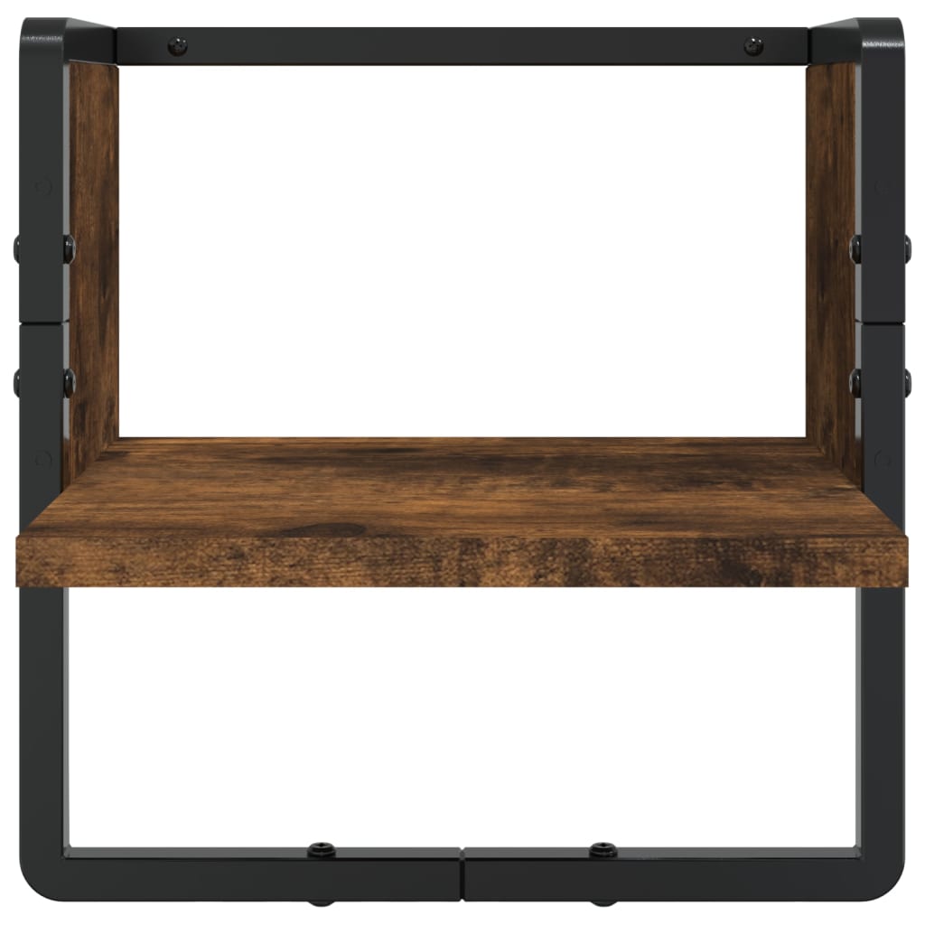 6-delige Wandschappenset met stangen bewerkt hout gerookt eiken is nu te koop bij PeponiXL, paradijselijk wonen!