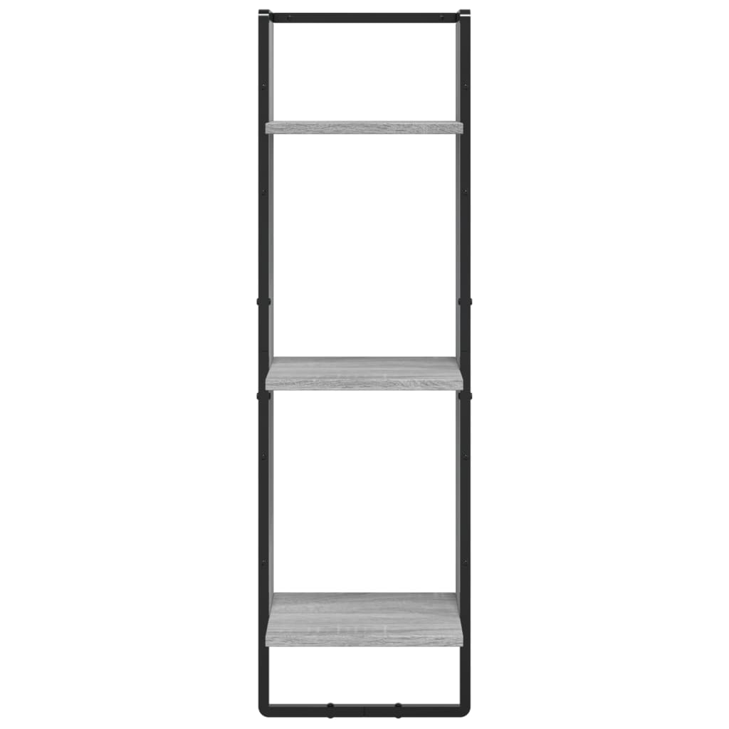 6-delige Wandschappenset met stangen bewerkt hout grijs sonoma is nu te koop bij PeponiXL, paradijselijk wonen!