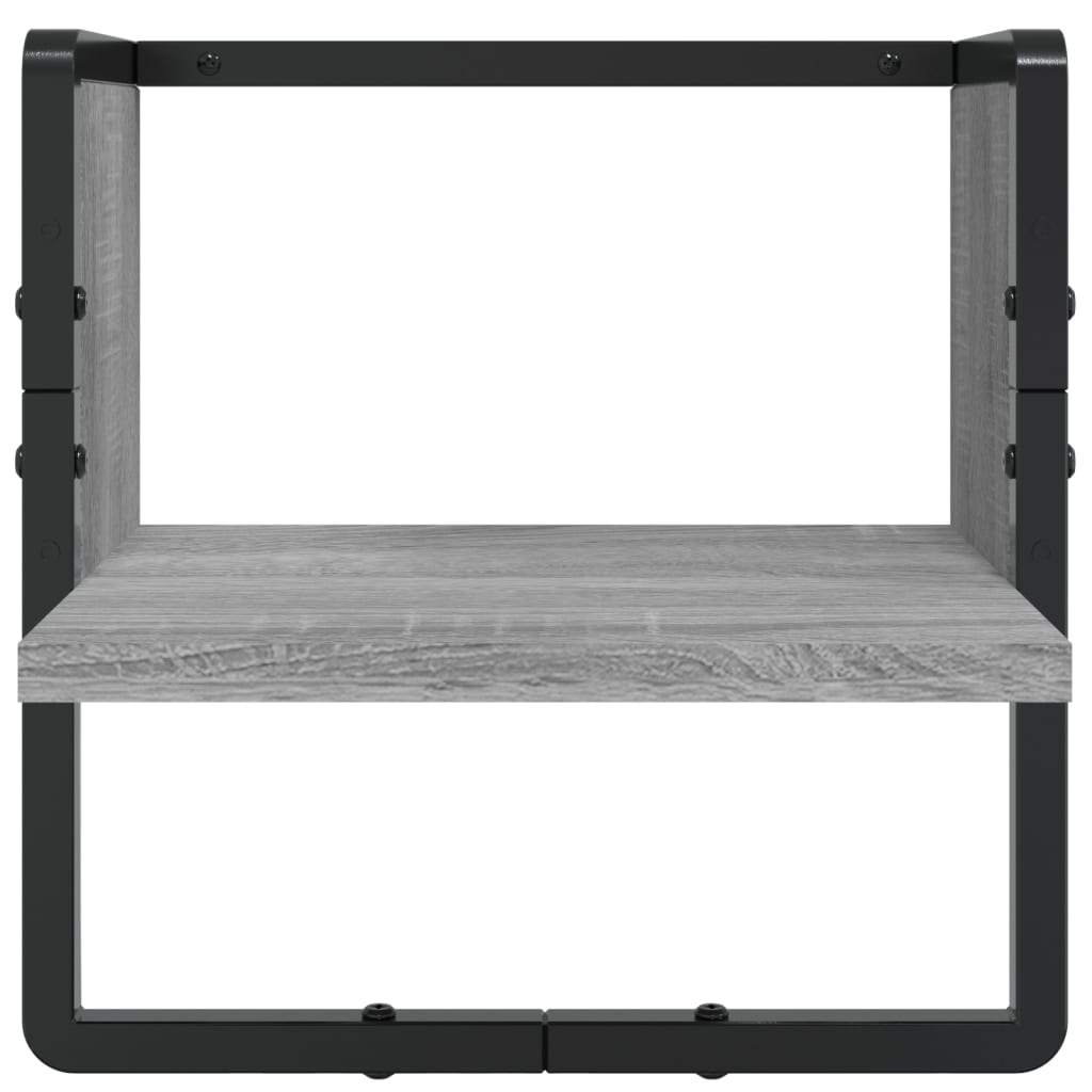 6-delige Wandschappenset met stangen bewerkt hout grijs sonoma is nu te koop bij PeponiXL, paradijselijk wonen!