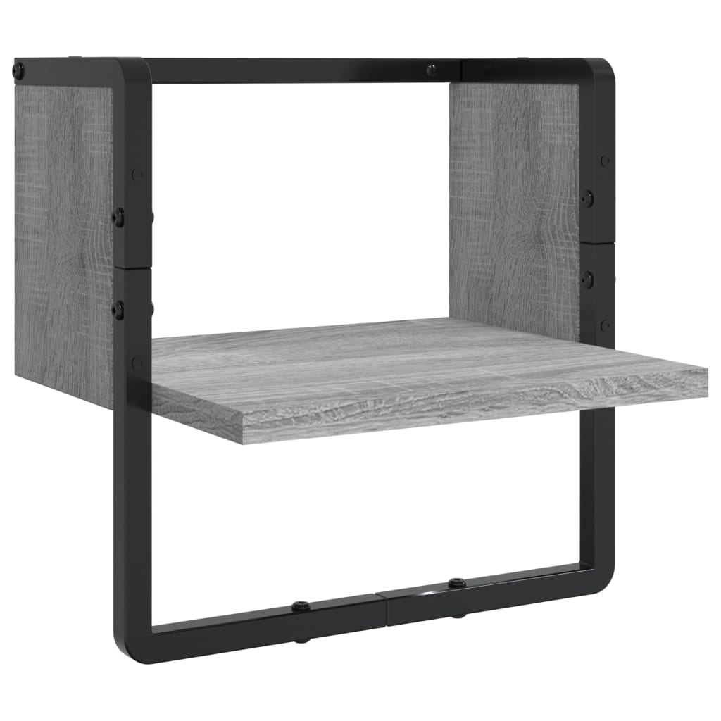 6-delige Wandschappenset met stangen bewerkt hout grijs sonoma is nu te koop bij PeponiXL, paradijselijk wonen!
