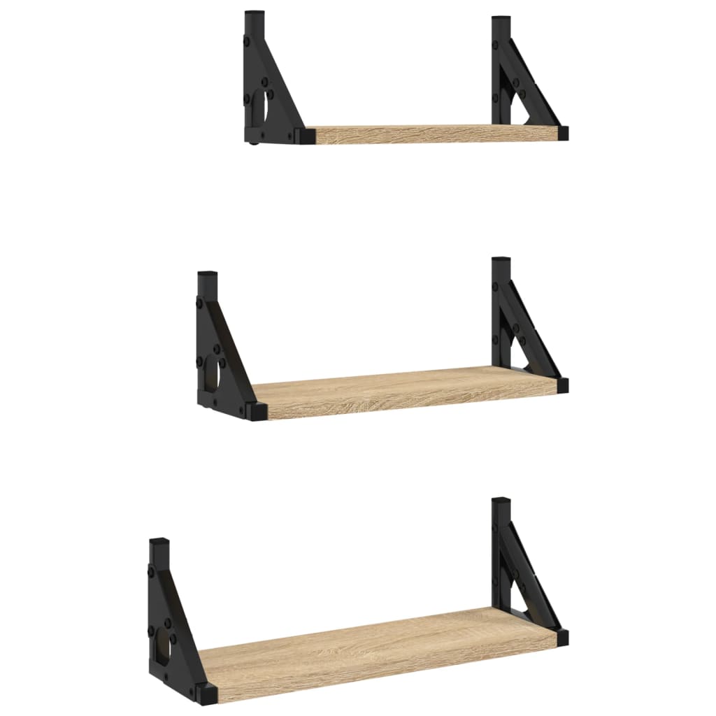 3-delige Wandschappenset bewerkt hout sonoma eikenkleurig is nu te koop bij PeponiXL, paradijselijk wonen!