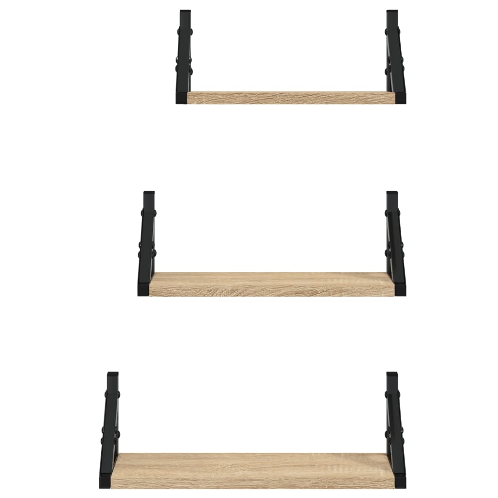 3-delige Wandschappenset bewerkt hout sonoma eikenkleurig is nu te koop bij PeponiXL, paradijselijk wonen!