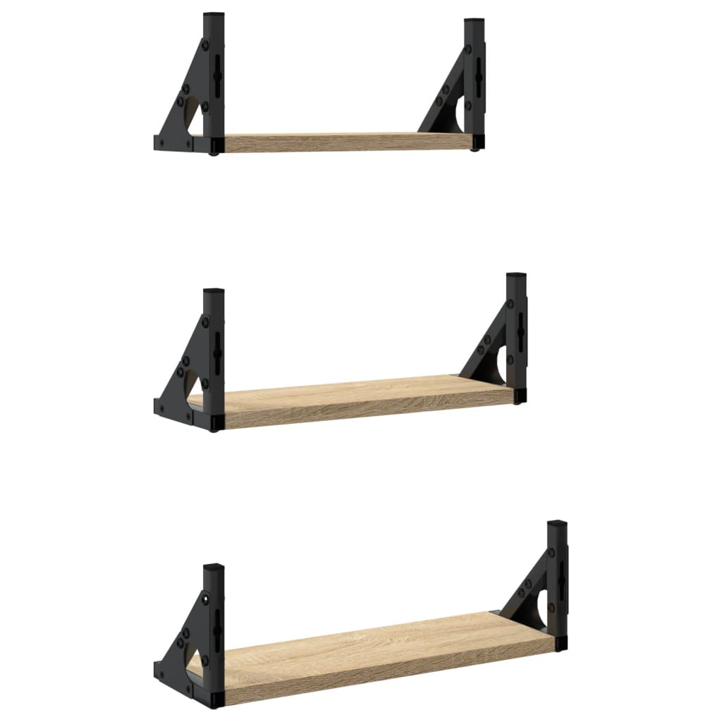 3-delige Wandschappenset bewerkt hout sonoma eikenkleurig is nu te koop bij PeponiXL, paradijselijk wonen!