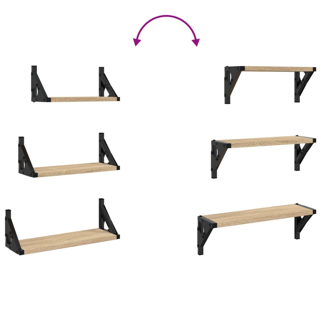 3-delige Wandschappenset bewerkt hout sonoma eikenkleurig is nu te koop bij PeponiXL, paradijselijk wonen!