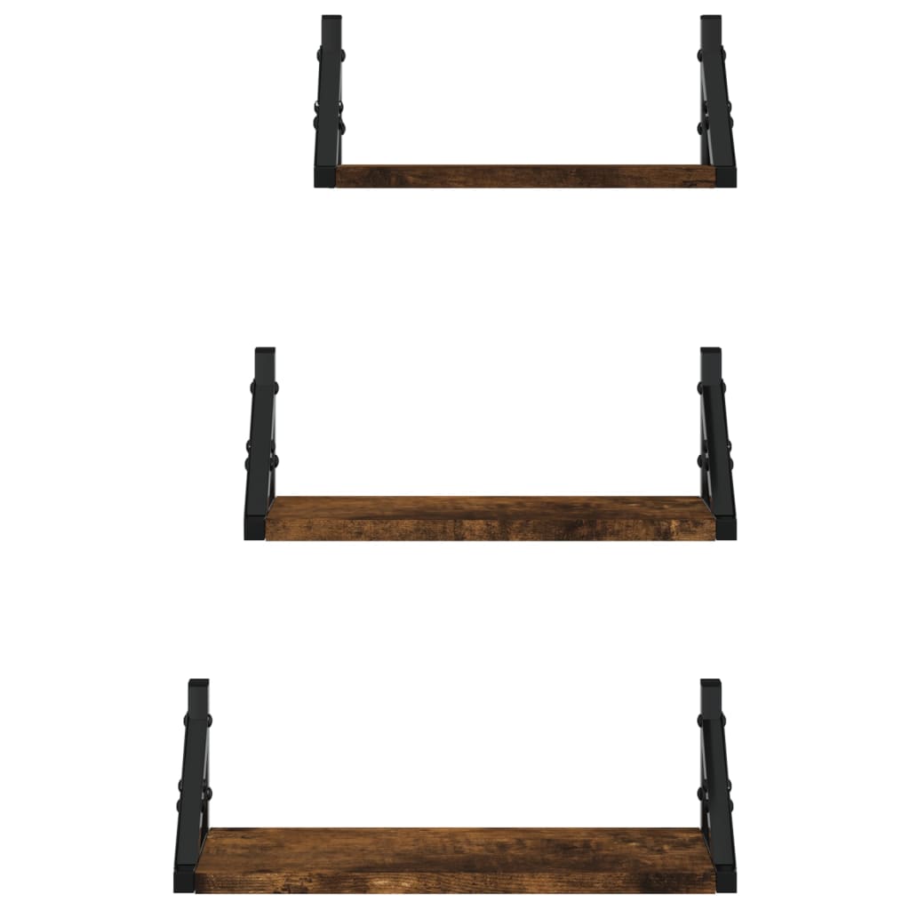 3-delige Wandschappenset bewerkt hout gerookt eikenkleurig is nu te koop bij PeponiXL, paradijselijk wonen!