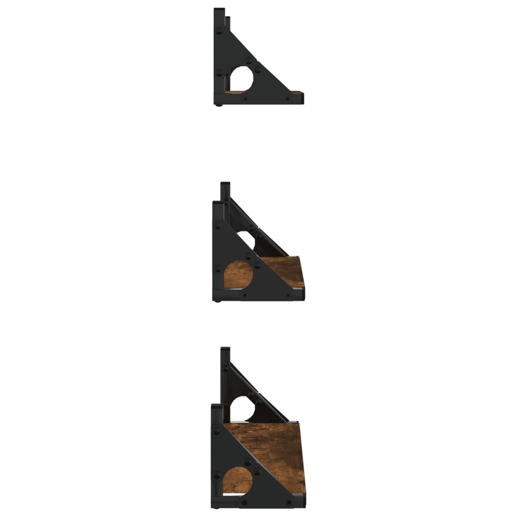 3-delige Wandschappenset bewerkt hout gerookt eikenkleurig is nu te koop bij PeponiXL, paradijselijk wonen!