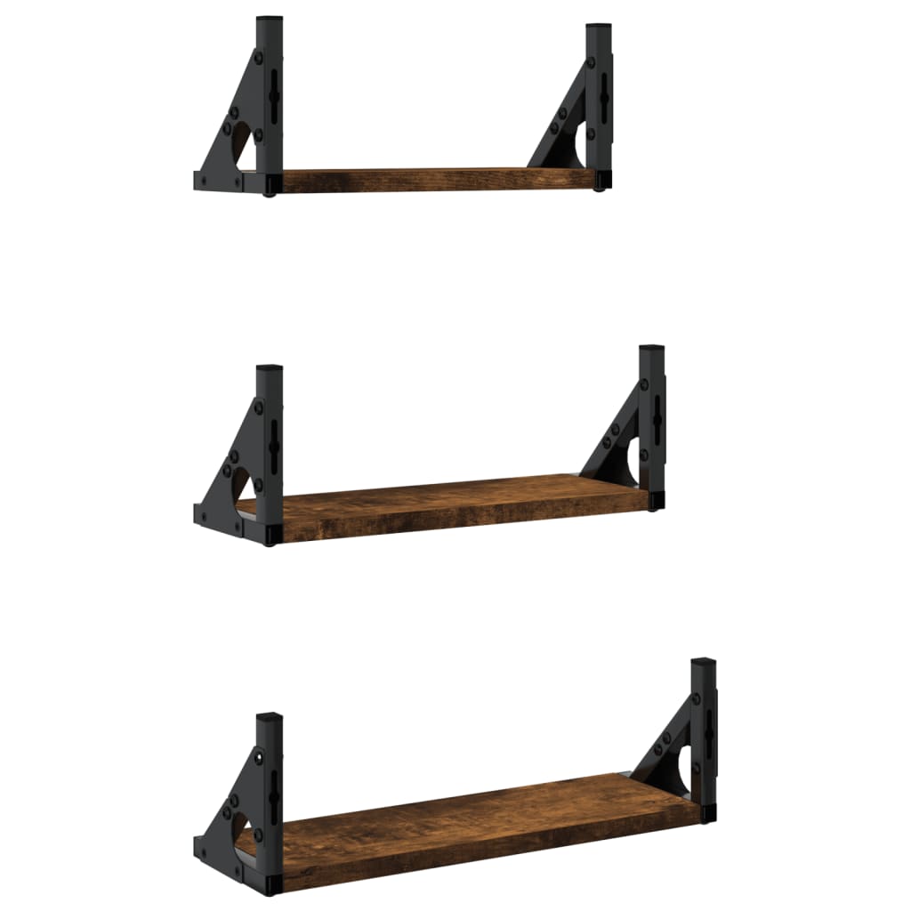 3-delige Wandschappenset bewerkt hout gerookt eikenkleurig is nu te koop bij PeponiXL, paradijselijk wonen!