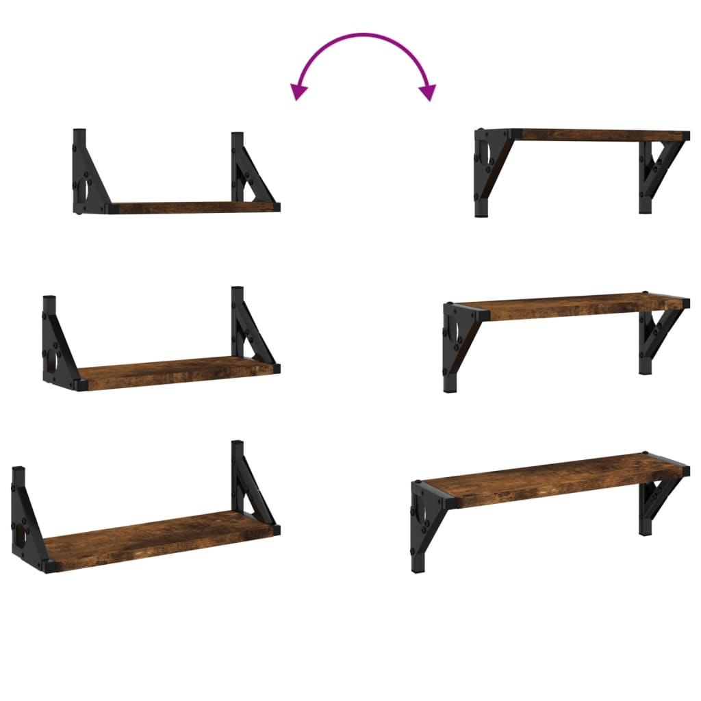 3-delige Wandschappenset bewerkt hout gerookt eikenkleurig is nu te koop bij PeponiXL, paradijselijk wonen!