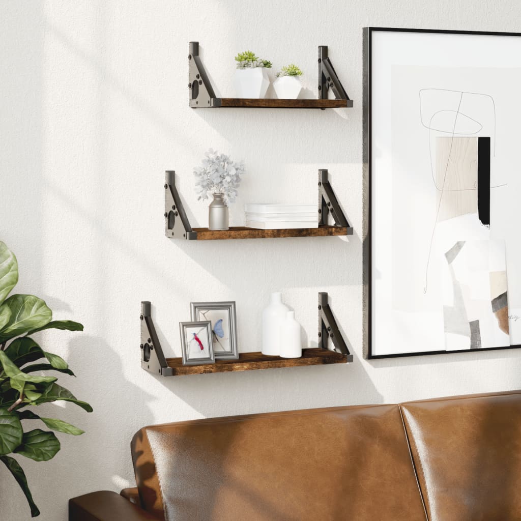 3-delige Wandschappenset bewerkt hout gerookt eikenkleurig is nu te koop bij PeponiXL, paradijselijk wonen!