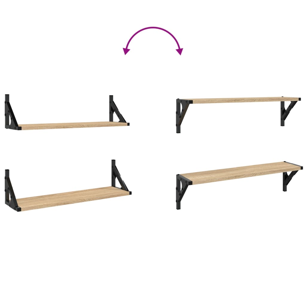 Wandschappen 2 st 60x15x15,5 cm sonoma eikenkleurig is nu te koop bij PeponiXL, paradijselijk wonen!