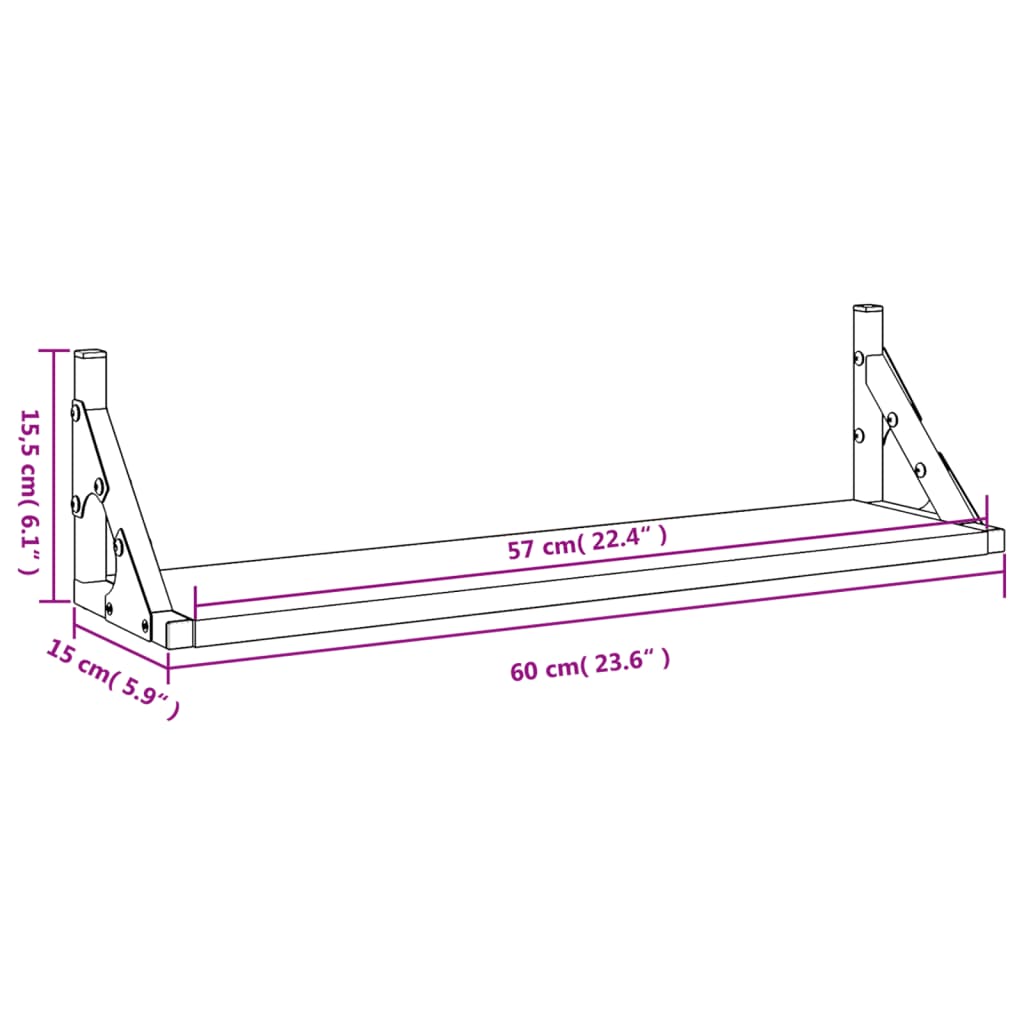 Wandschappen 2 st 60x15x15,5 cm sonoma eikenkleurig is nu te koop bij PeponiXL, paradijselijk wonen!