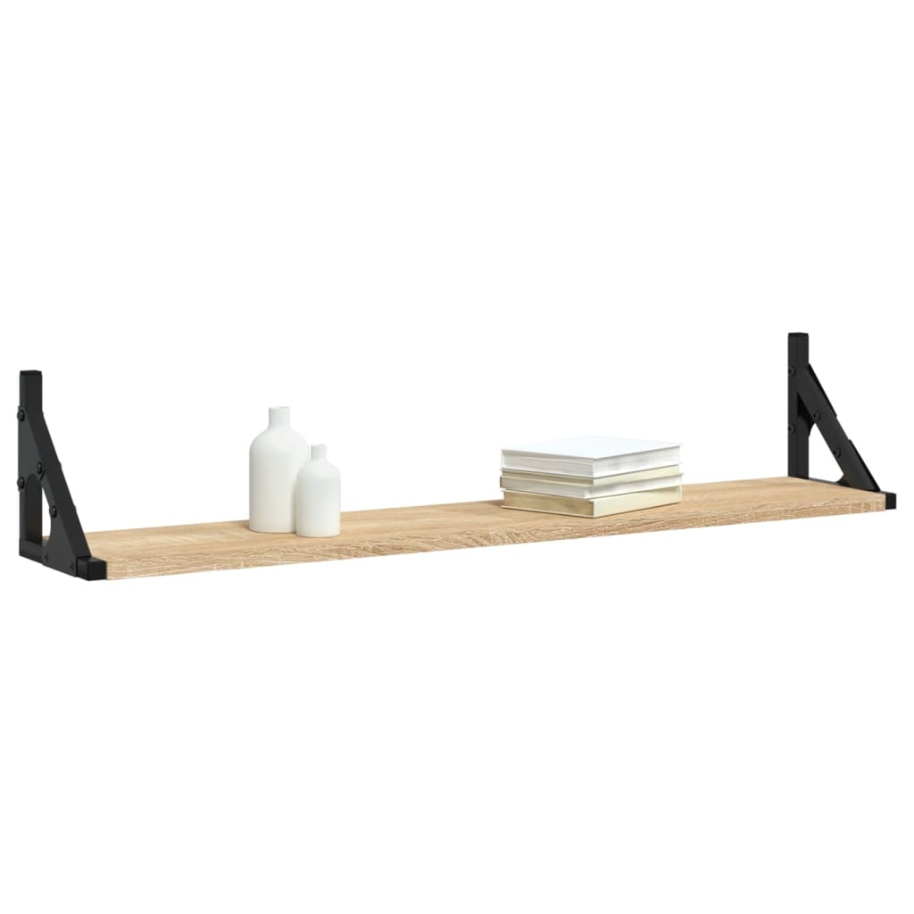 Wandplanken 2 st Sonoma eiken 80x15x15,5 cm bewerkt hout is nu te koop bij PeponiXL, paradijselijk wonen!