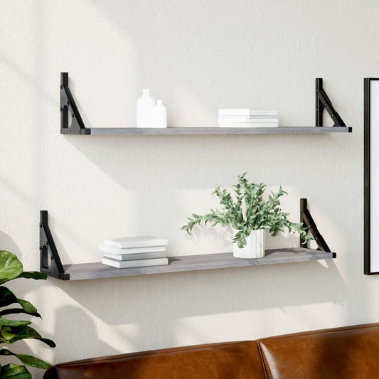 Wandschappen 2 st 80x15x15,5 cm bewerkt hout grijs sonoma eiken is nu te koop bij PeponiXL, paradijselijk wonen!