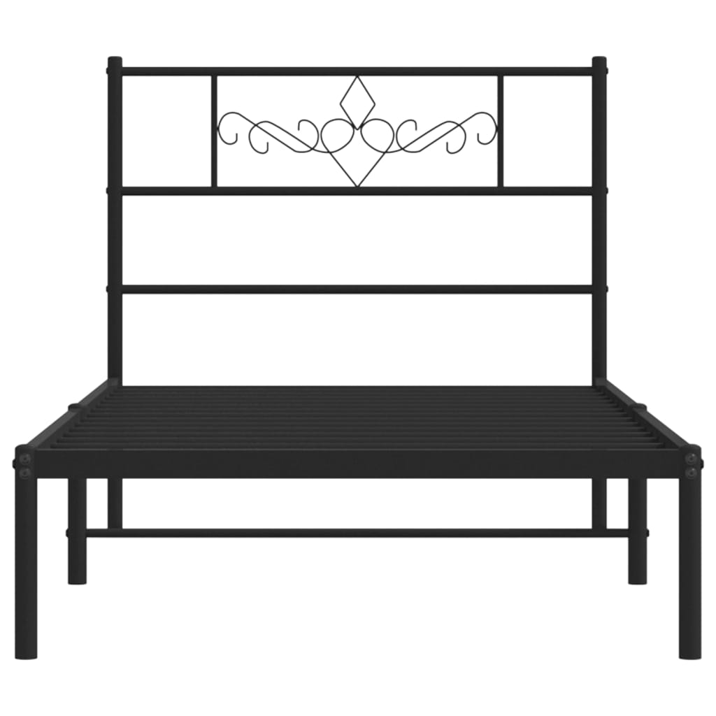 Bedframe met hoofdbord metaal zwart 80x200 cm is nu te koop bij PeponiXL, paradijselijk wonen!