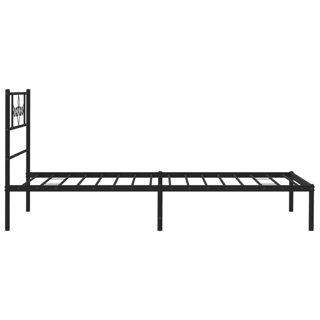 Bedframe met hoofdbord metaal zwart 80x200 cm is nu te koop bij PeponiXL, paradijselijk wonen!