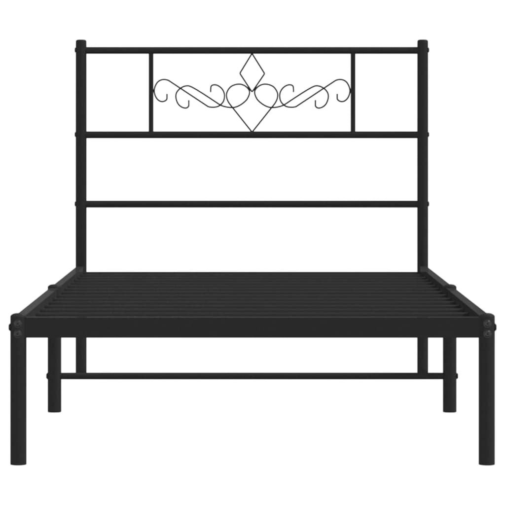 Bedframe met hoofdbord metaal zwart 90x190 cm is nu te koop bij PeponiXL, paradijselijk wonen!