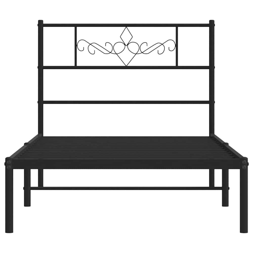 Bedframe met hoofdbord metaal zwart 100x190 cm is nu te koop bij PeponiXL, paradijselijk wonen!