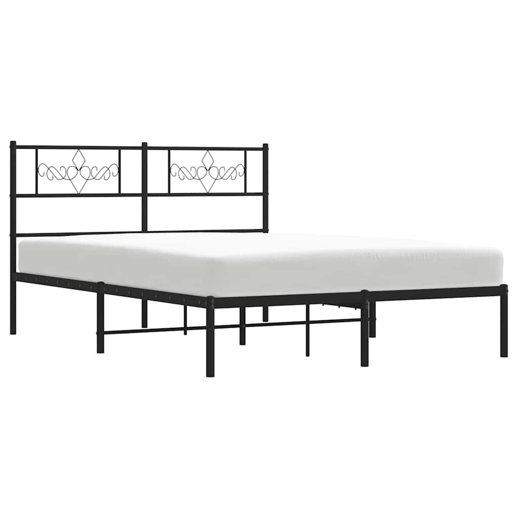 Bedframe met hoofdbord metaal zwart 135x190 cm is nu te koop bij PeponiXL, paradijselijk wonen!