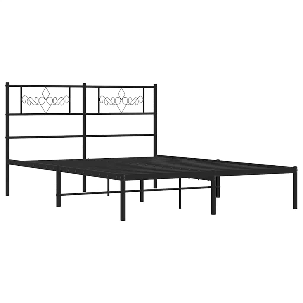 Bedframe met hoofdbord metaal zwart 150x200 cm is nu te koop bij PeponiXL, paradijselijk wonen!