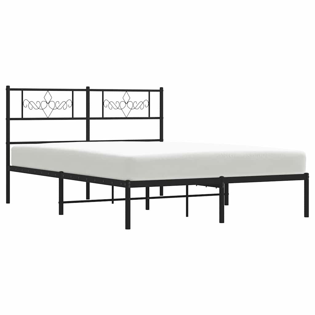 Bedframe met hoofdbord metaal zwart 150x200 cm is nu te koop bij PeponiXL, paradijselijk wonen!