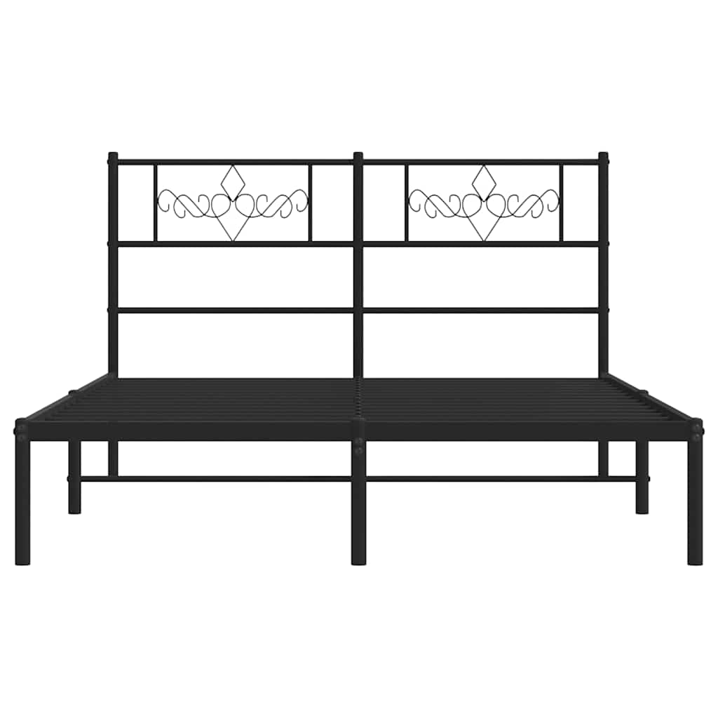 Bedframe met hoofdbord metaal zwart 150x200 cm is nu te koop bij PeponiXL, paradijselijk wonen!