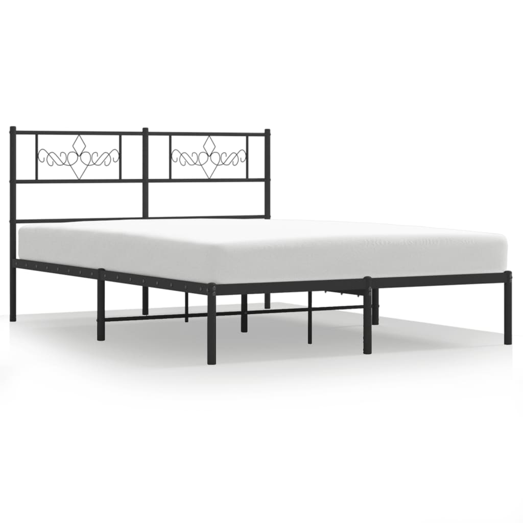 Bedframe met hoofdbord metaal zwart 160x200 cm is nu te koop bij PeponiXL, paradijselijk wonen!