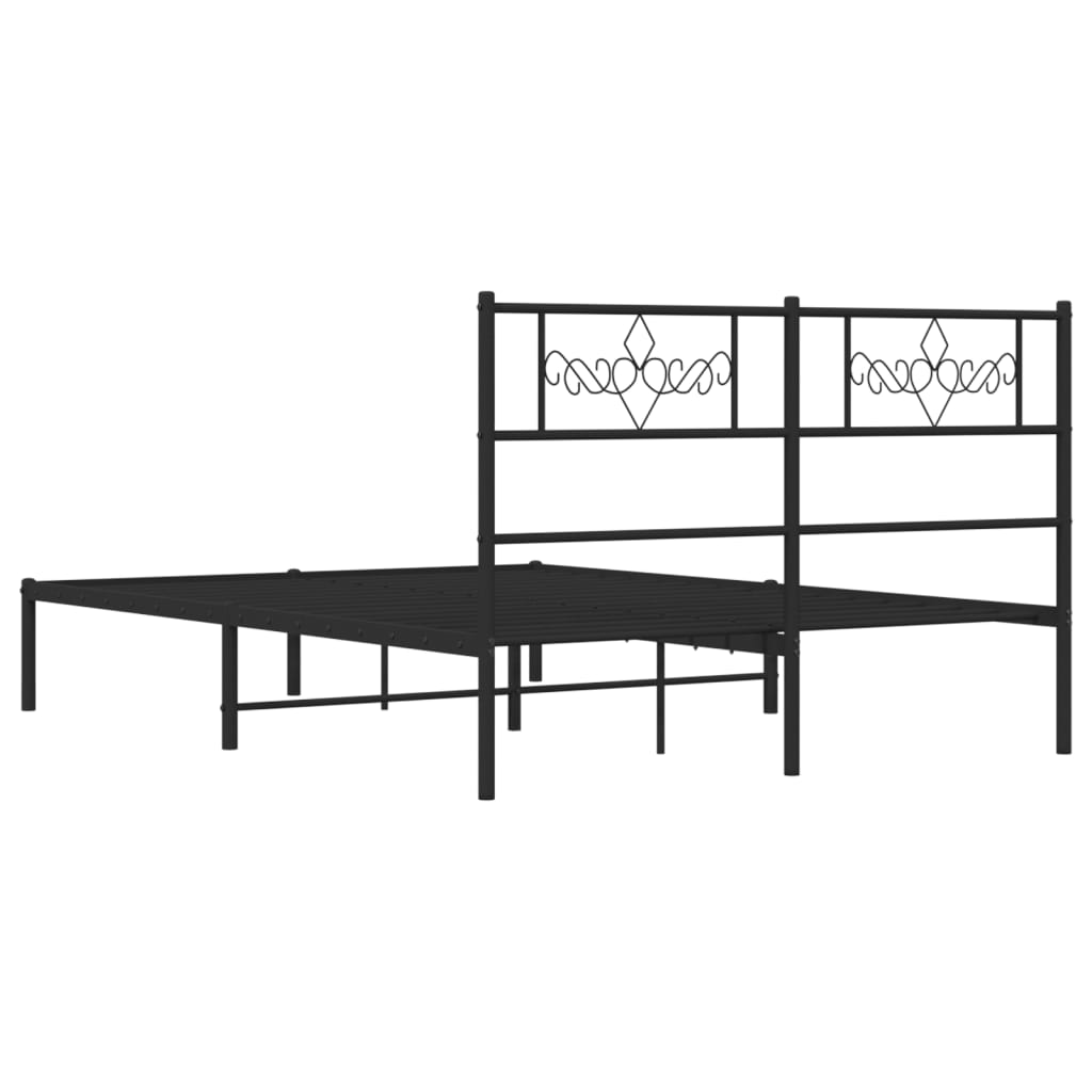 Bedframe met hoofdbord metaal zwart 160x200 cm is nu te koop bij PeponiXL, paradijselijk wonen!