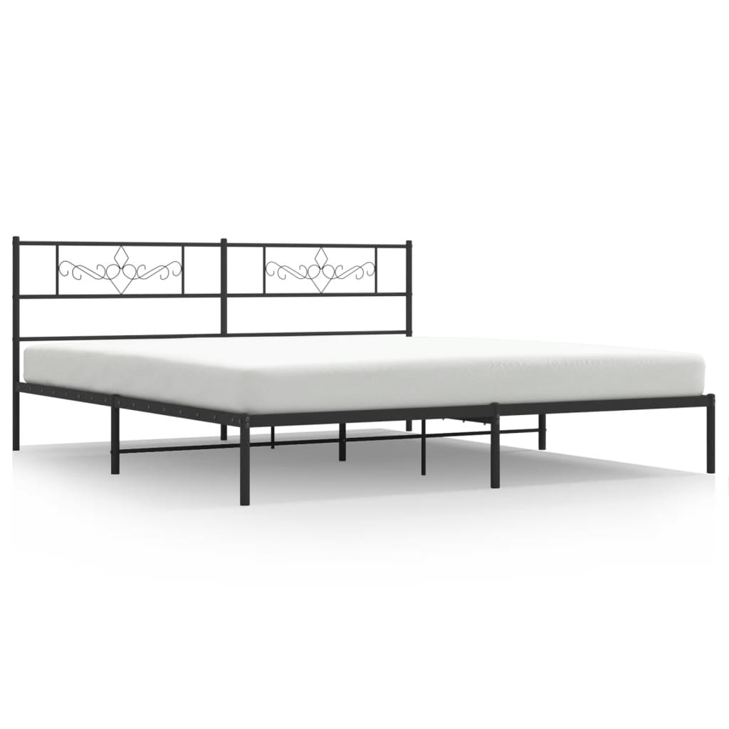 Bedframe met hoofdbord metaal zwart 180x200 cm is nu te koop bij PeponiXL, paradijselijk wonen!