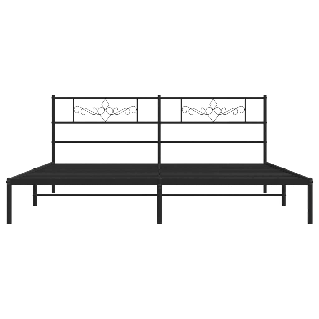 Bedframe met hoofdbord metaal zwart 180x200 cm is nu te koop bij PeponiXL, paradijselijk wonen!