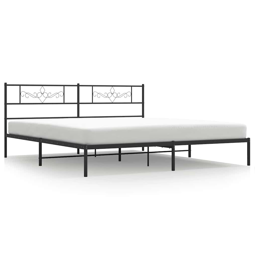 Bedframe met hoofdbord metaal zwart 183x213 cm is nu te koop bij PeponiXL, paradijselijk wonen!