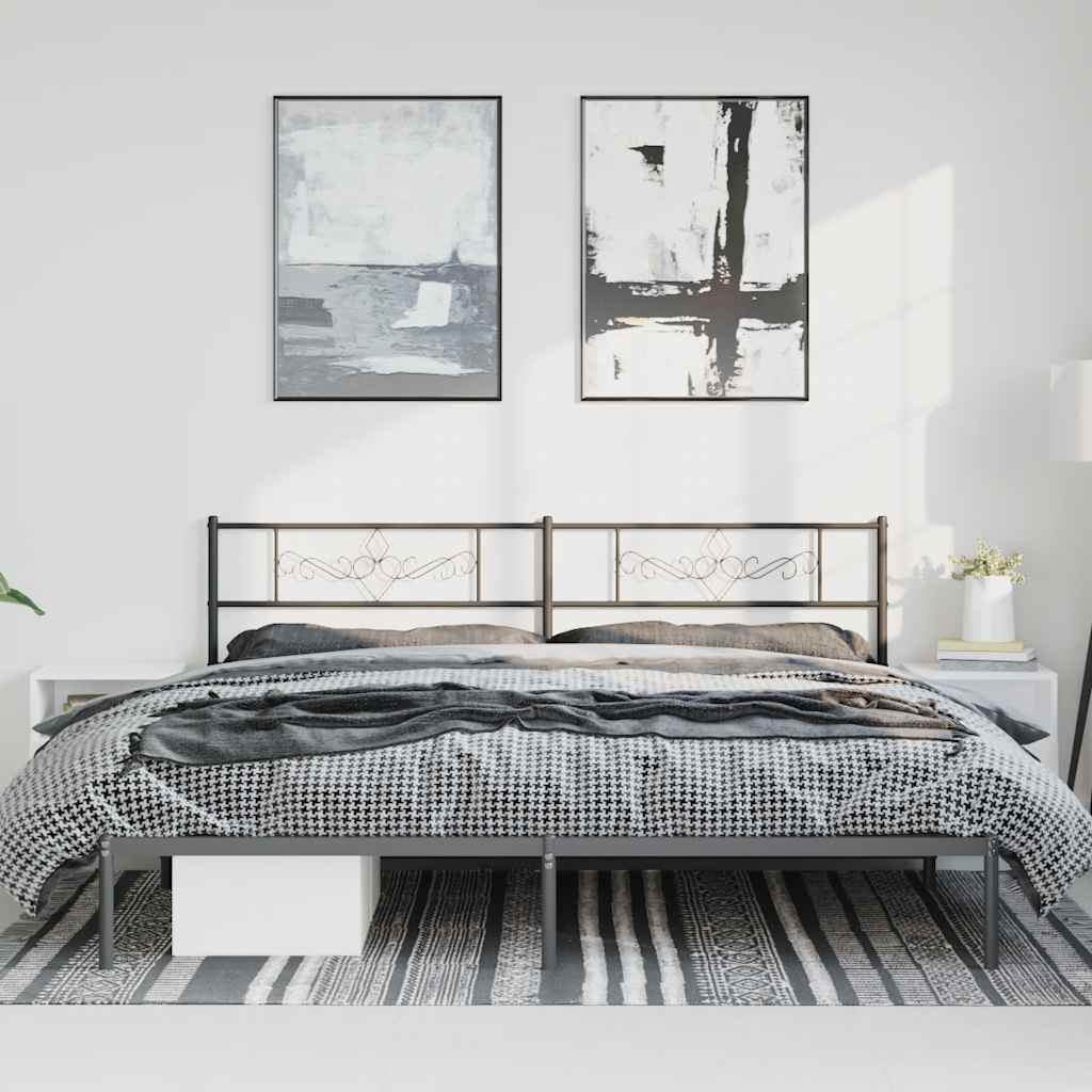 Bedframe met hoofdbord metaal zwart 183x213 cm is nu te koop bij PeponiXL, paradijselijk wonen!