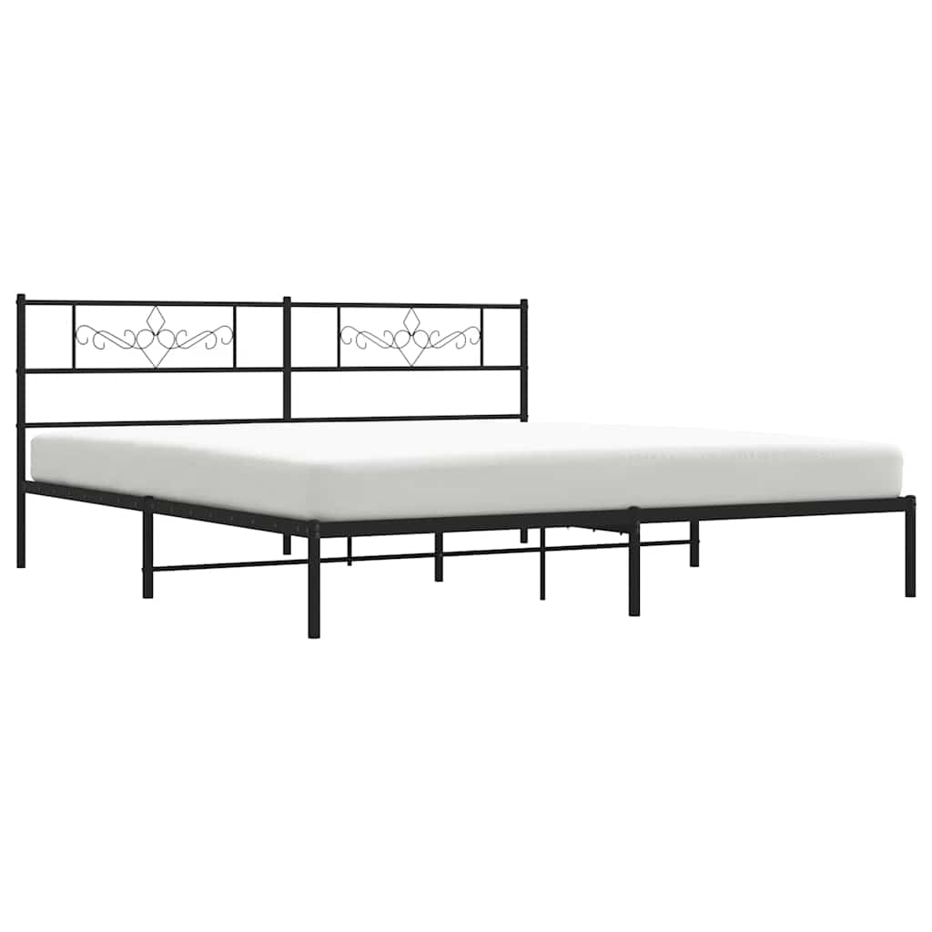 Bedframe met hoofdbord metaal zwart 183x213 cm is nu te koop bij PeponiXL, paradijselijk wonen!