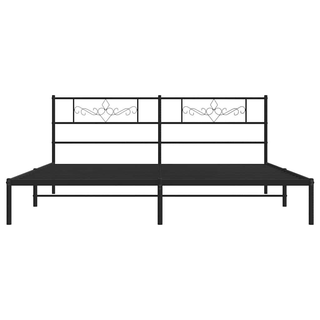 Bedframe met hoofdbord metaal zwart 183x213 cm is nu te koop bij PeponiXL, paradijselijk wonen!