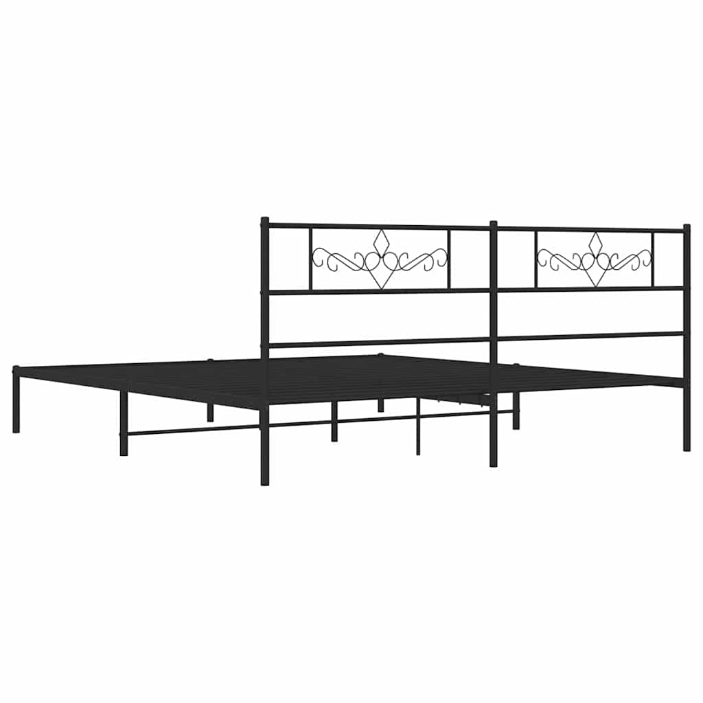 Bedframe met hoofdbord metaal zwart 183x213 cm is nu te koop bij PeponiXL, paradijselijk wonen!