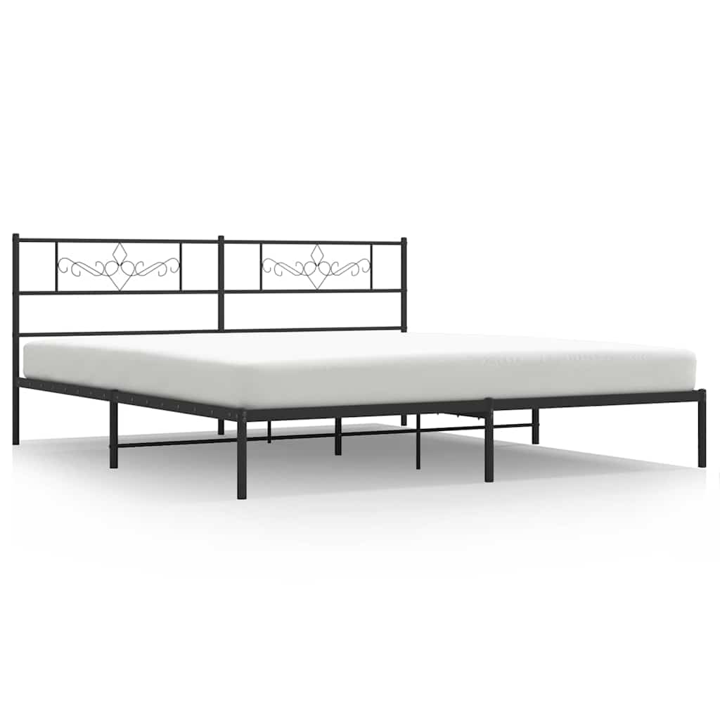 Bedframe met hoofdbord metaal zwart 193x203 cm is nu te koop bij PeponiXL, paradijselijk wonen!