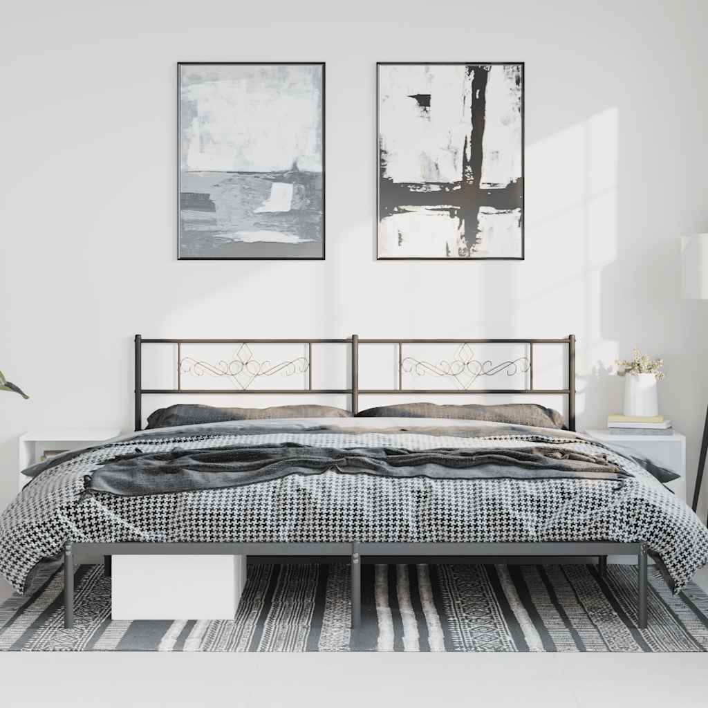 Bedframe met hoofdbord metaal zwart 193x203 cm is nu te koop bij PeponiXL, paradijselijk wonen!