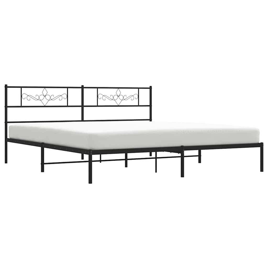 Bedframe met hoofdbord metaal zwart 193x203 cm is nu te koop bij PeponiXL, paradijselijk wonen!