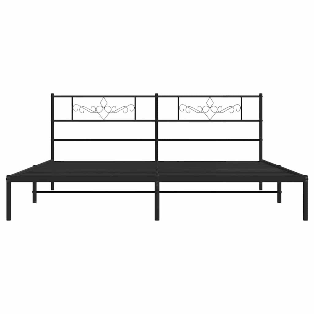 Bedframe met hoofdbord metaal zwart 193x203 cm is nu te koop bij PeponiXL, paradijselijk wonen!