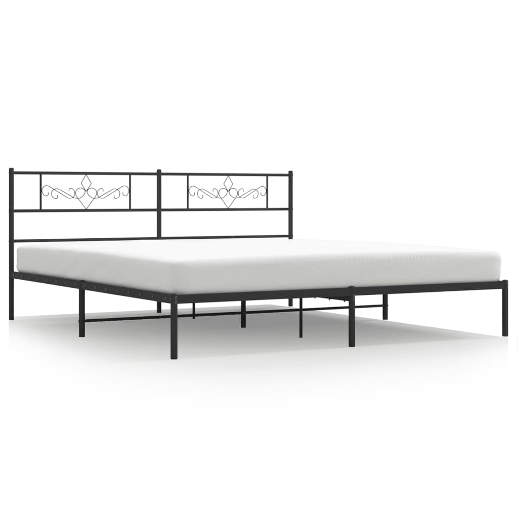 Bedframe met hoofdbord metaal zwart 200x200 cm is nu te koop bij PeponiXL, paradijselijk wonen!