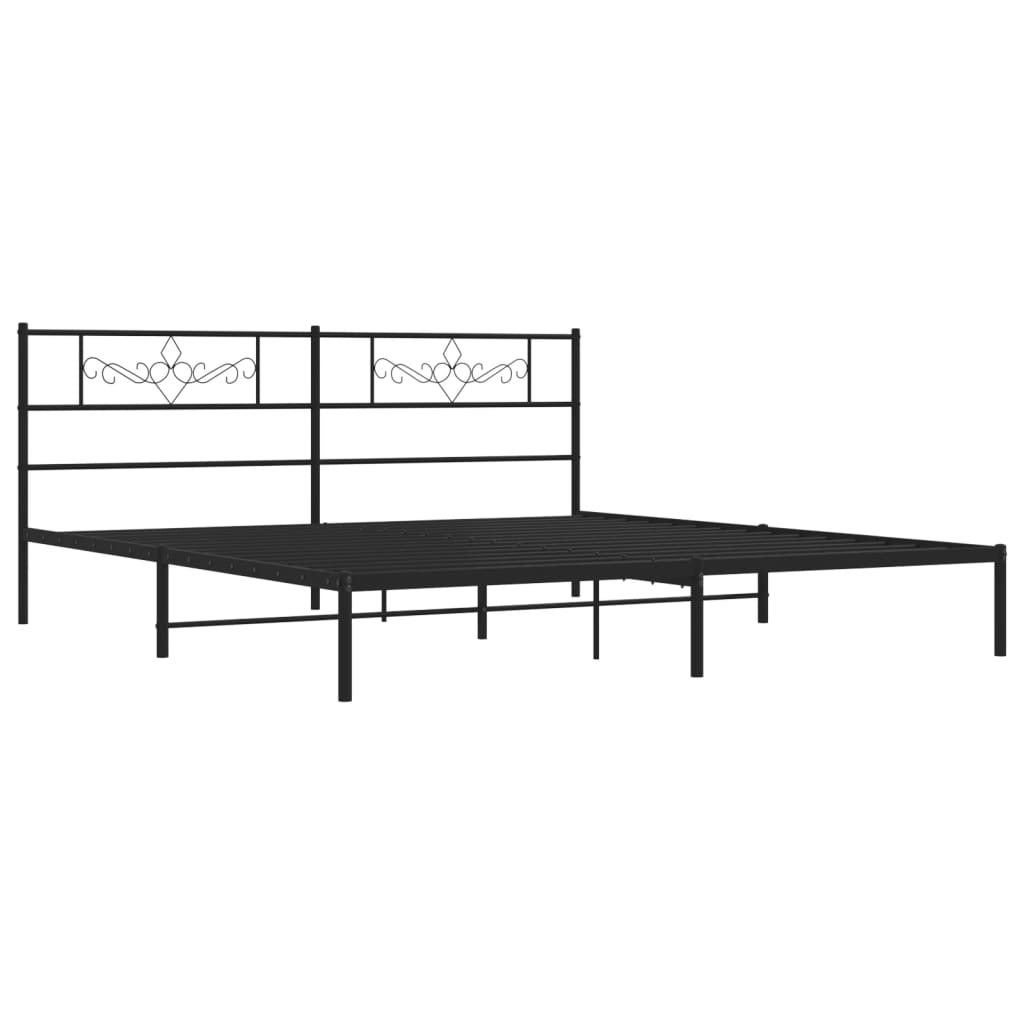 Bedframe met hoofdbord metaal zwart 200x200 cm is nu te koop bij PeponiXL, paradijselijk wonen!
